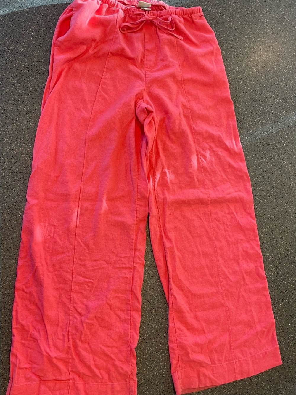 a new day Coral Wide-Leg Linen Drawstring Pants with Pockets